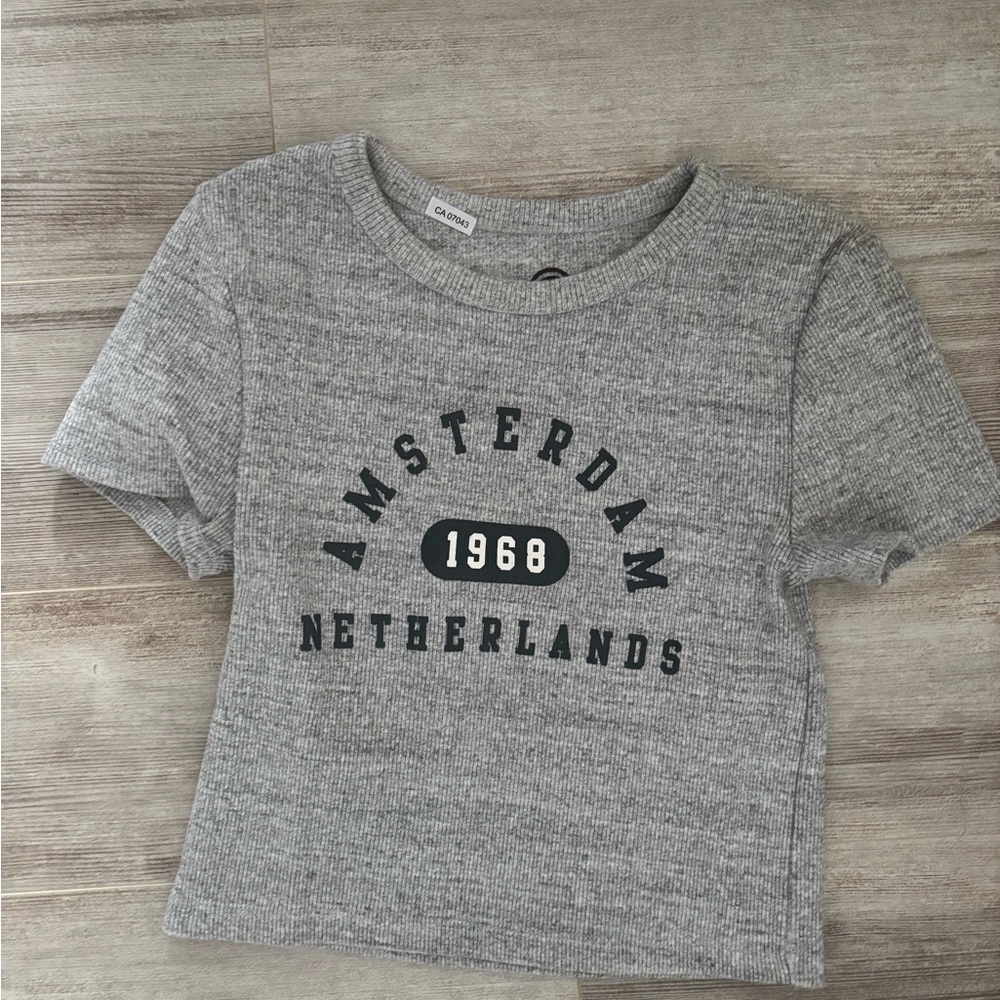 NEVER WORN 100% COTTON grey croptop